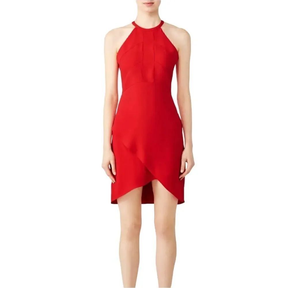 Amanda Uprichard Red Halter Sheath Dress Size Medium